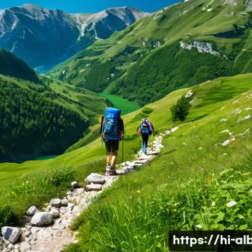 Home 13 알바니아에서 발칸 여행 코스 - A scenic trekking trail in the Durmitor Valley, Montenegro, showcasing lush green mountains under a ...